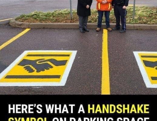 Here’s what a handshake symbol on a parking space means