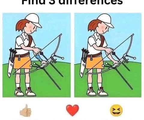 Spot 3 differences between the lady archer pictures in 15 seconds!